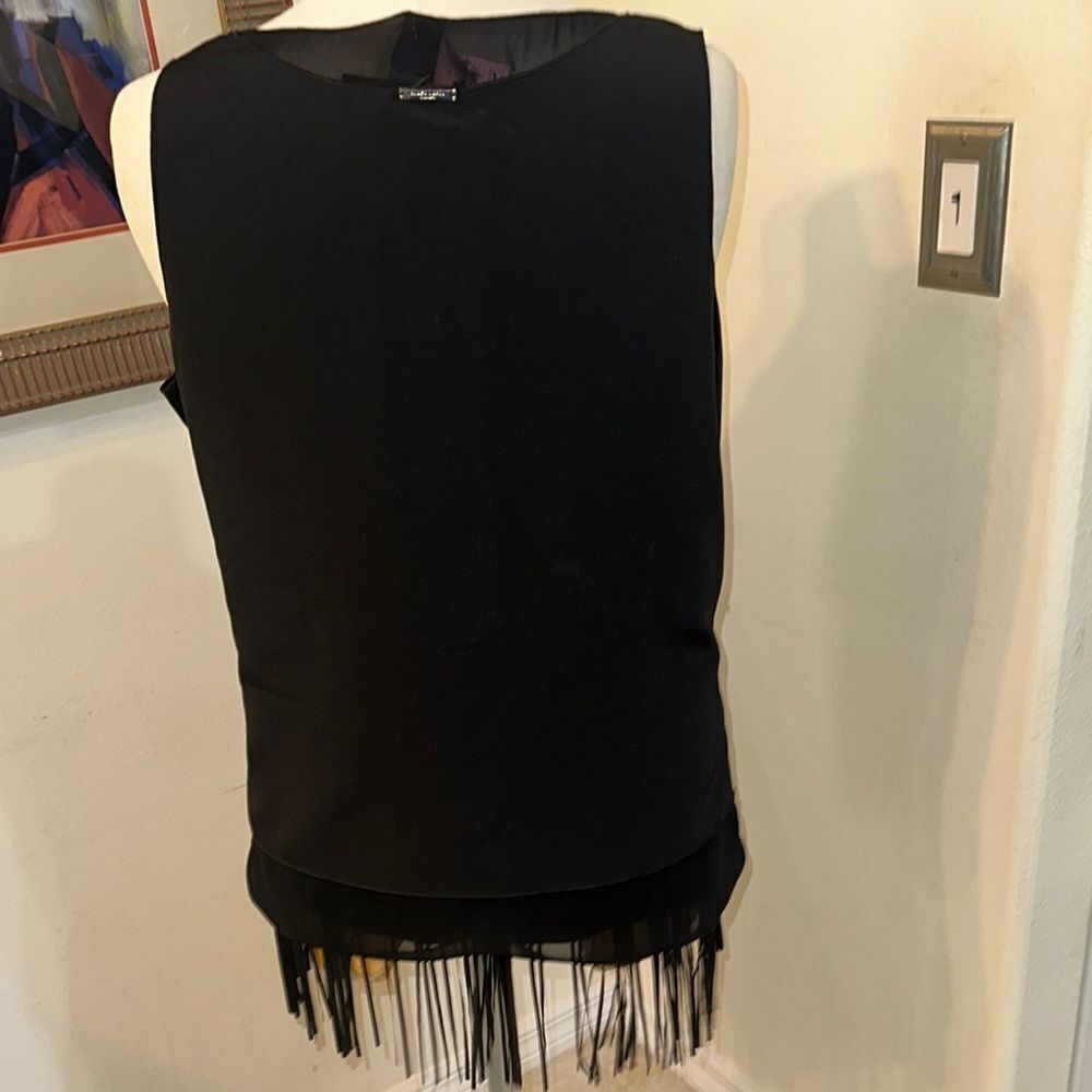 Chico’s Black Label Sleeveless Fringe Top Size 1-Med - Picture 7 of 10